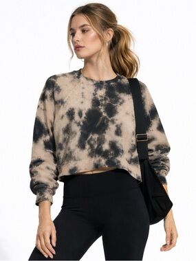 Electric & Rose Tie Dye Mesh Crop Long Sleeve Lightweight  Pullover Athleisure S